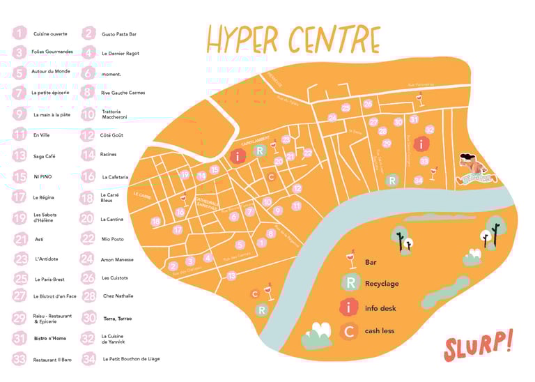 Branding Slurp Liège festi food - plan - par Soleado studio