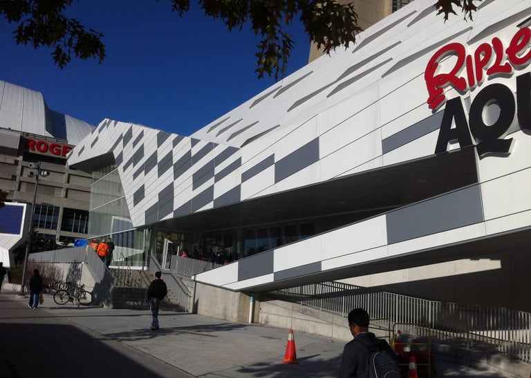 Cladding on the front of Ripley's Aquarium, by Pengelly Iron Works