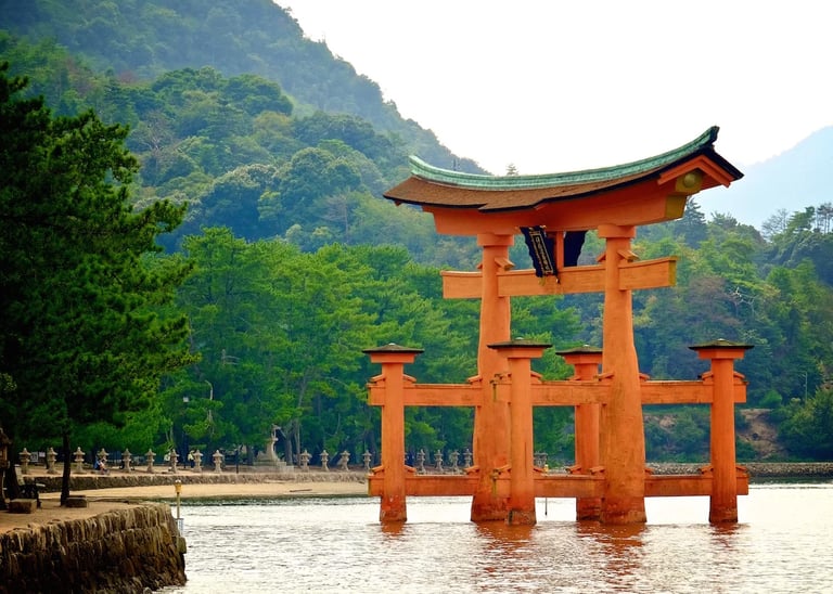 a large orange gate 