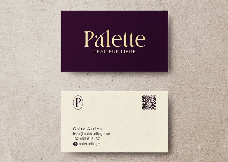 Palette traiteur Liège, cartes de visite, mockup