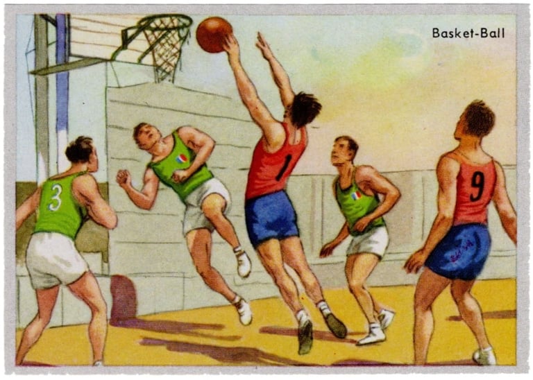 1958 Rare French Arnaud Basketball Sports Chromo Card