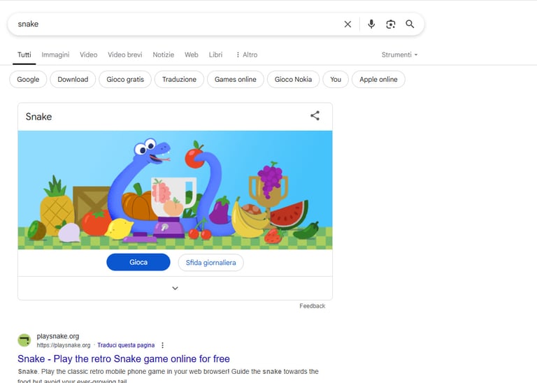 Immagine di Snake con accesso su Google.