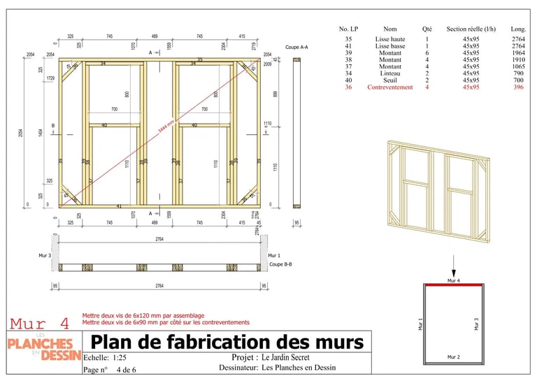 Plan abri de jardin PDF ossature bois
