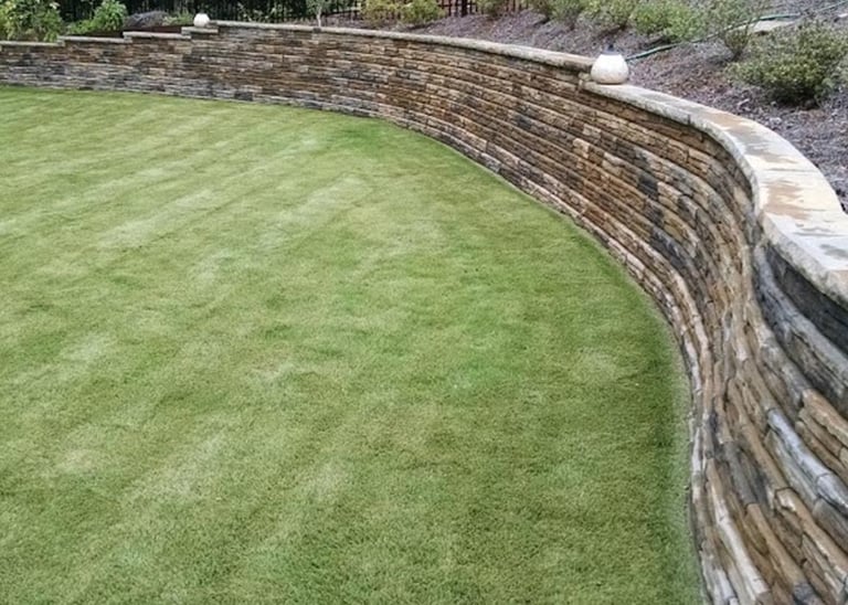 stacked retainging wall built by Carrollton Retaining Walls