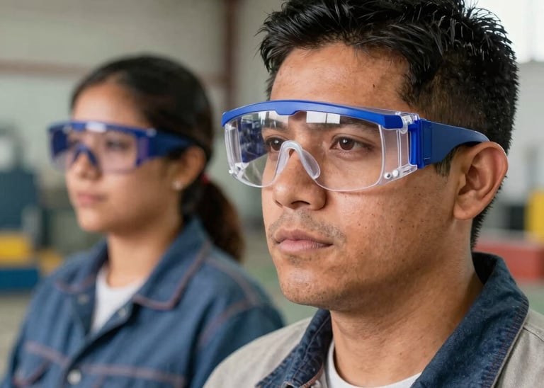 dame estas gafas puestas en un hombre y una muijer working