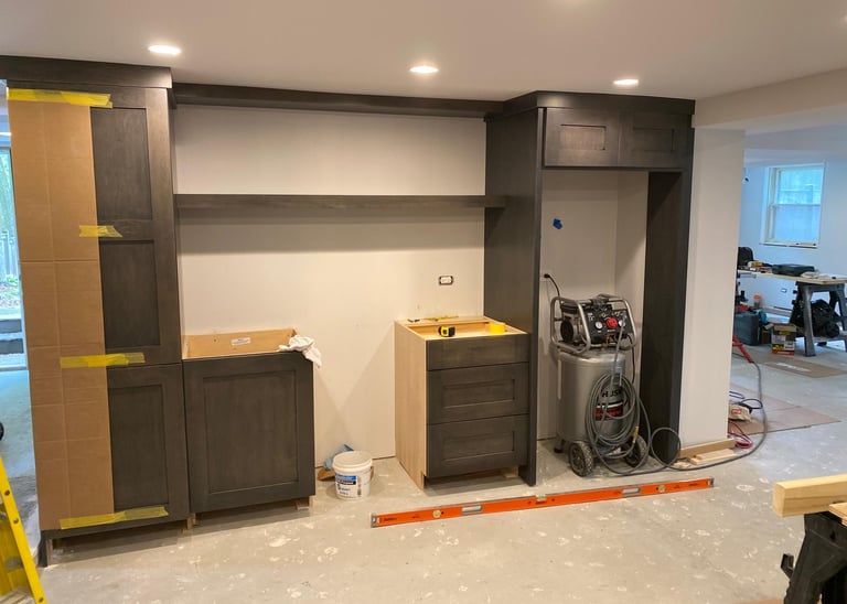 Basement finishing in progress to architect and owner specifications