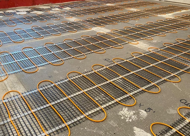 Electric heated floor for master bath remodeled in Winnetka IL.