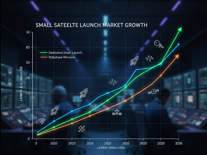 Market growth chart showing the massive opportunity in the satellite industry for Rocket Lab.
