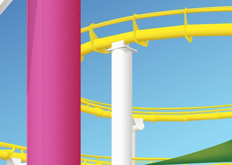 hyper-detailed vector art by Califormetry (Santa Monica Pier rollercoaster)