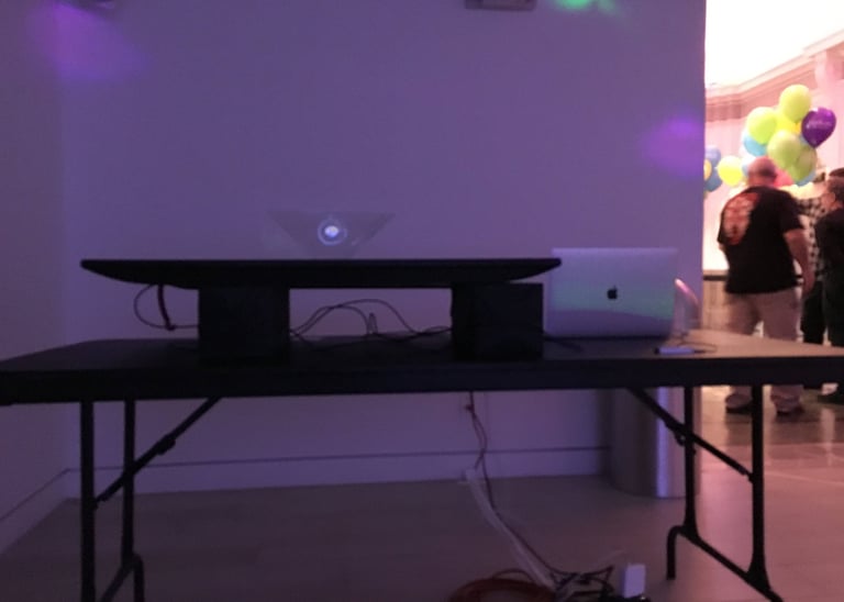 Holographic projection of earth on a table top