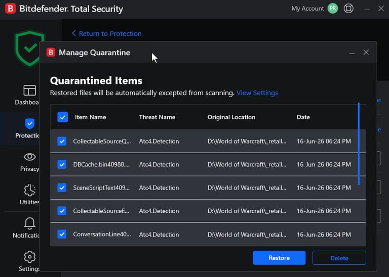 Bitdefender World of Warcraft malware, WoW Bitdefender false positive, Wow.exe malware detected, Battle.net Bitdefender