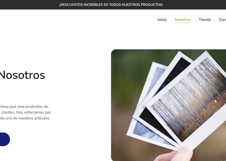 Sobre nosotros se compone de texto, botón y foto de publicidad