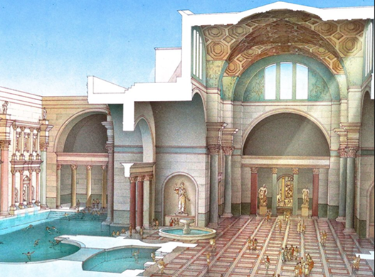 les thermes romains où le gommage corps est pratiqué