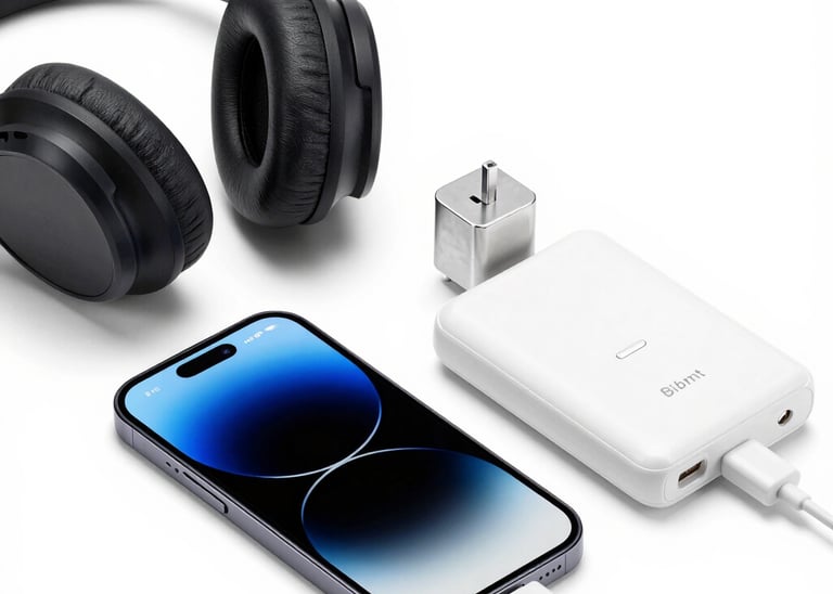 Display of refurbished tablets and mobile accessories neatly arranged in a shop.