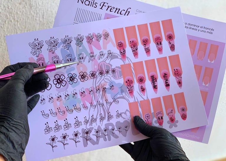 Plantilla de practica NailsPRO KarolG para manicuristas principientes. 