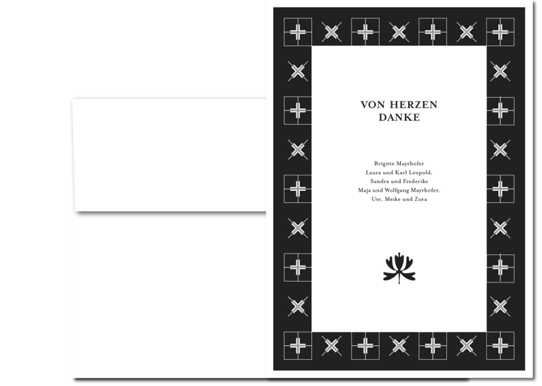 Danksagung aus der Design-Edition Zero mit stregem Kreuz-Ornament