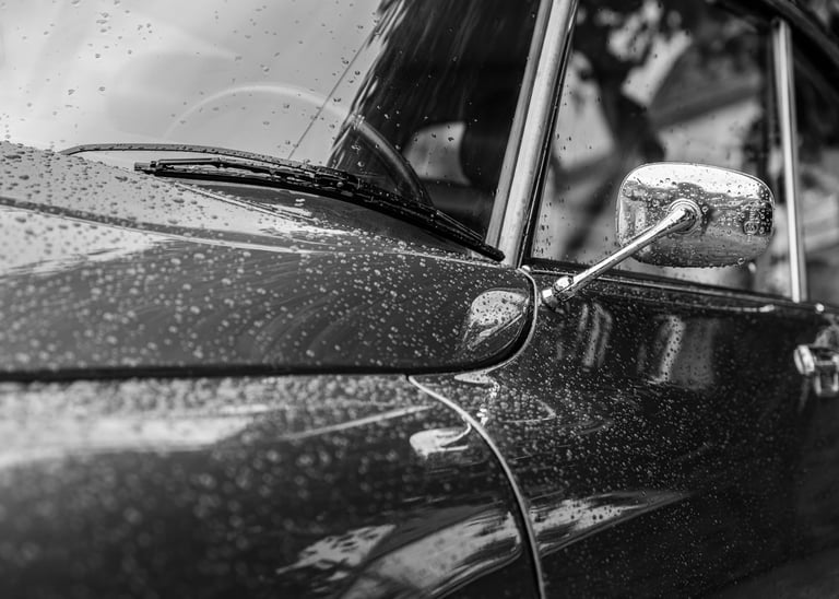 a Citroen DS with a mirror and a mirror