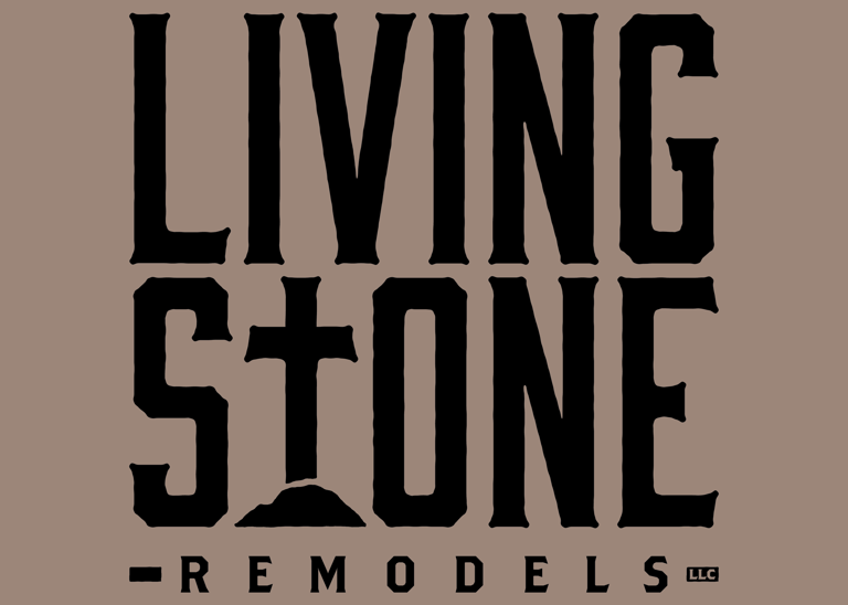 tan and black version of living stone remodels logo Colorado Springs.