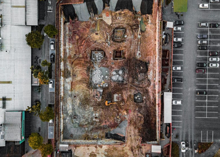 Luftaufnahme Großbaustelle, Drohnenbild
