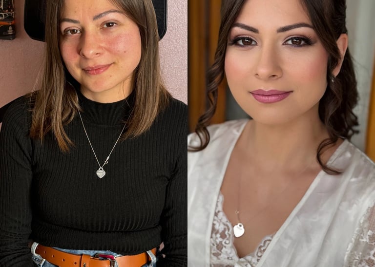 Prima e dopo trucco sposa naturale realizzato da Jessica Simonati a Torino
