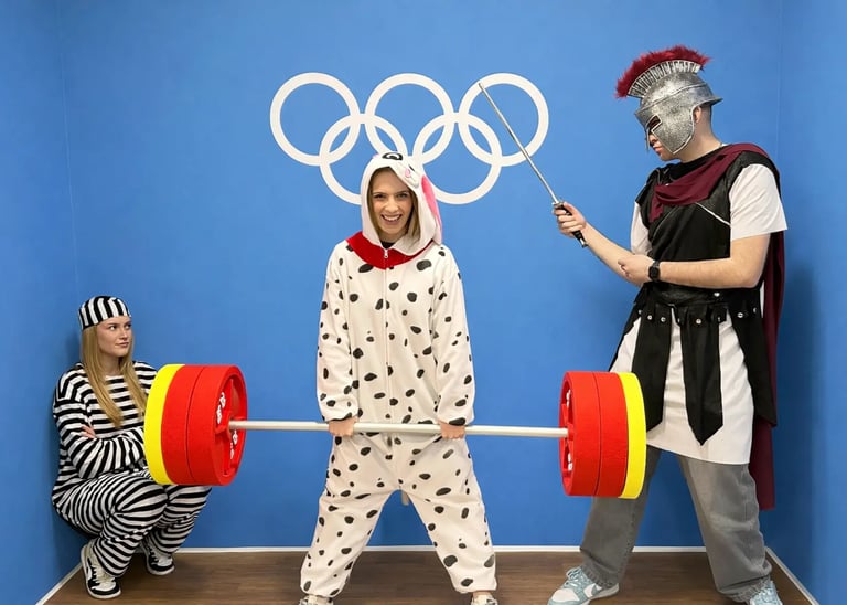 People taking fun photos inside Selfie Experience Split, one of the most unique attractions in Split.