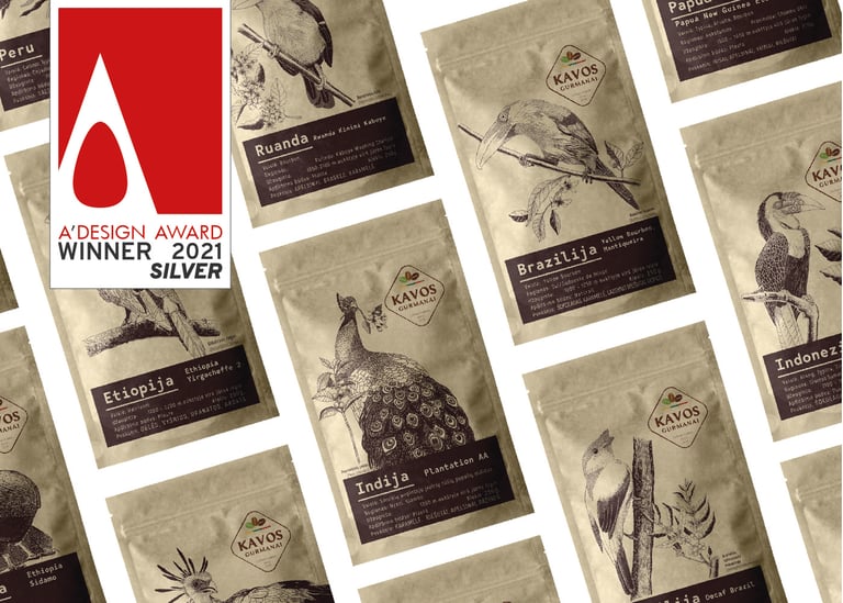 coffee bags layout with illustrations - award winning project