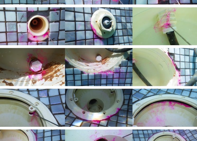 Recherche de fuite a l'encre dans le bassin