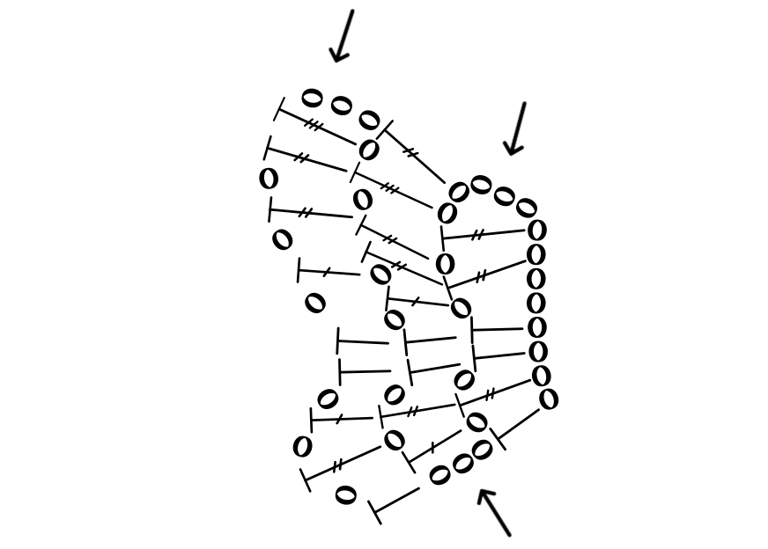 crochet chart of a butterfly wing