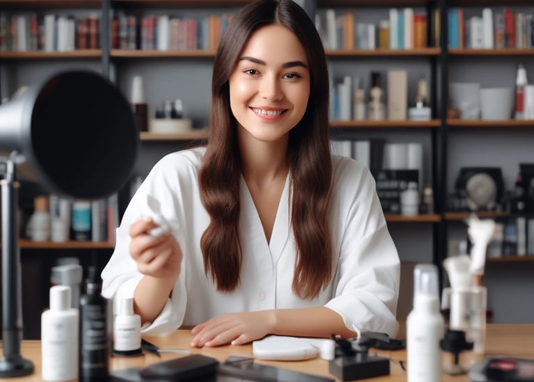 A lively live-stream session showing a creator demonstrating products with enthusiastic viewers chatting.