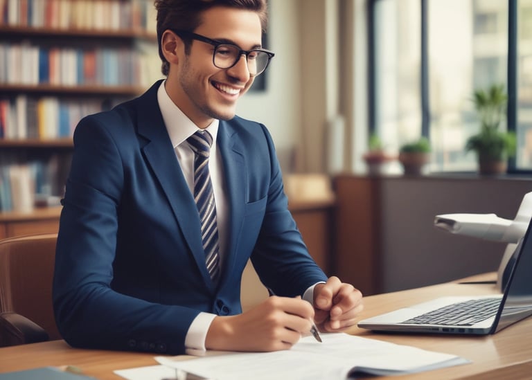A professional consultant discussing loan options with a client in an office.