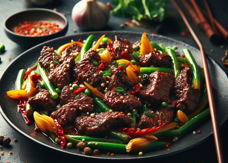 a plate of food with chopsticks and vegetables