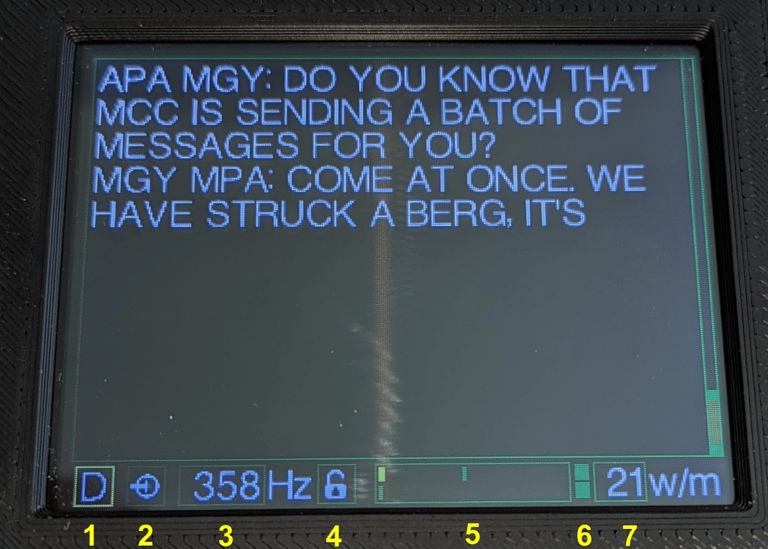 Screenshot of the ESP32 CW decoder/trainer in decoder mode