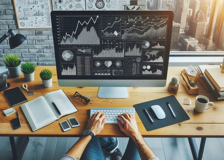 a man at a desk designing websites in shropshire