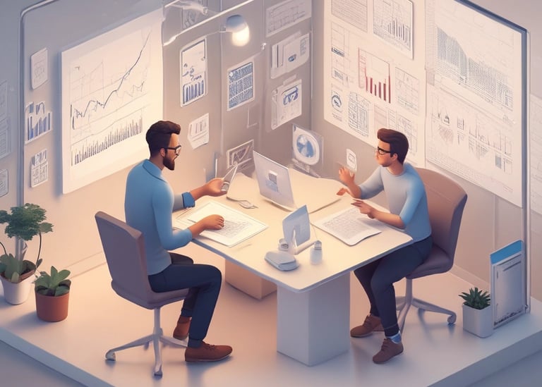  A mentor sitting at a table with a client 
