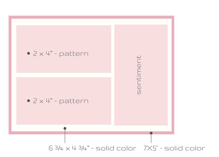 Card making sketch with measurements