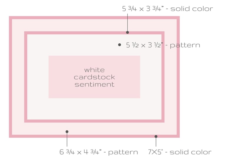 Card making sketch with measurements