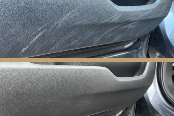 door panel scratch before and after repair