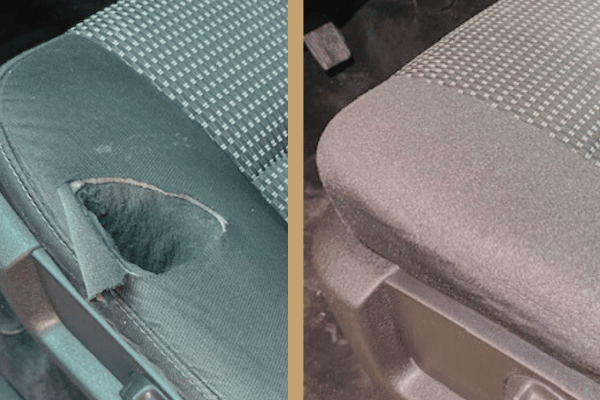 car upholstery rip before and after repair