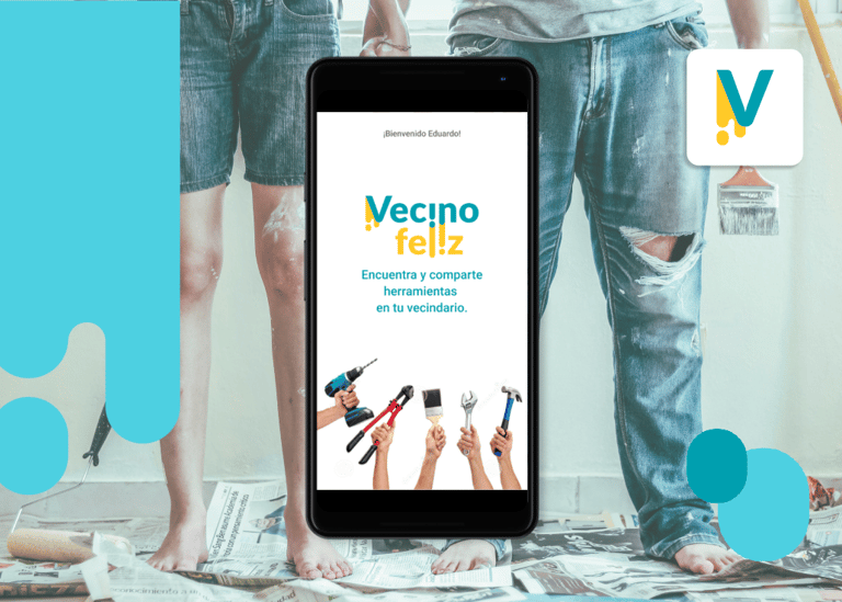 Vecino Feliz App: UX case study, onboarding page.