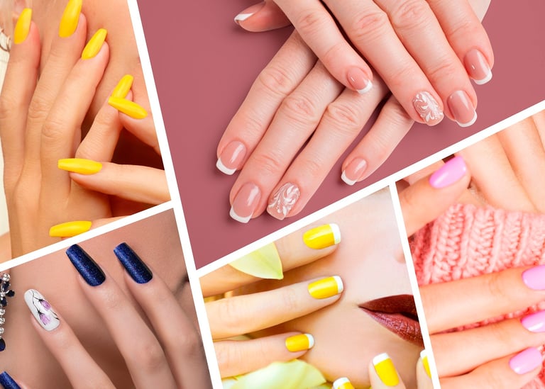 colab de várias mãos esmaltadas em vários estilos