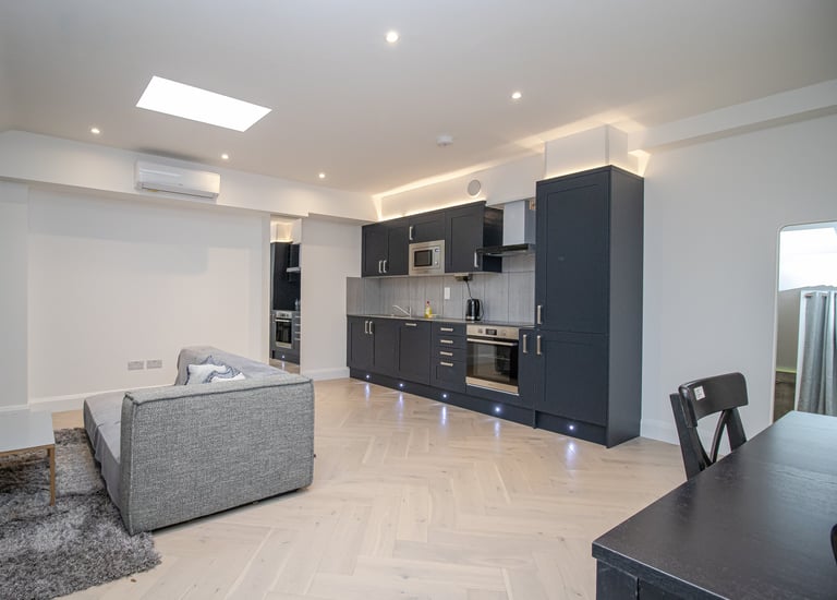 kitchen installation dark blue