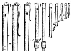 Praetorius Line Drawing of Recorders