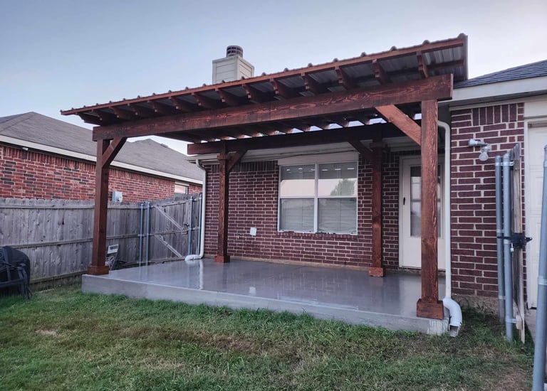 Red Wood Pergola in a Brick House