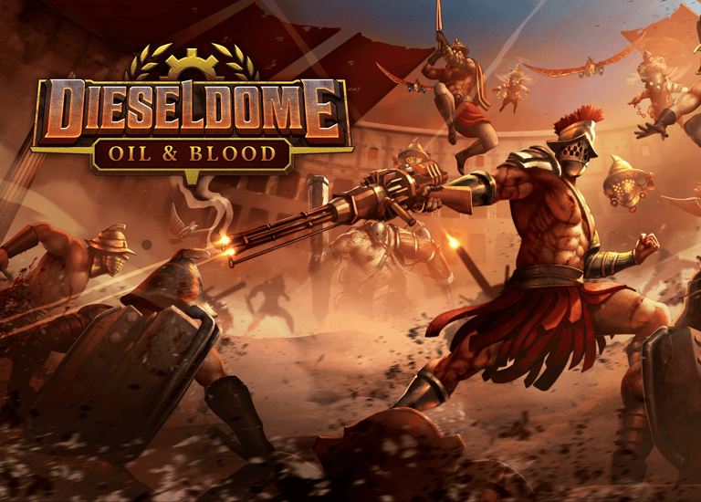 DIESELDOME keyart - a boomer shooter meets survivors-like indie game