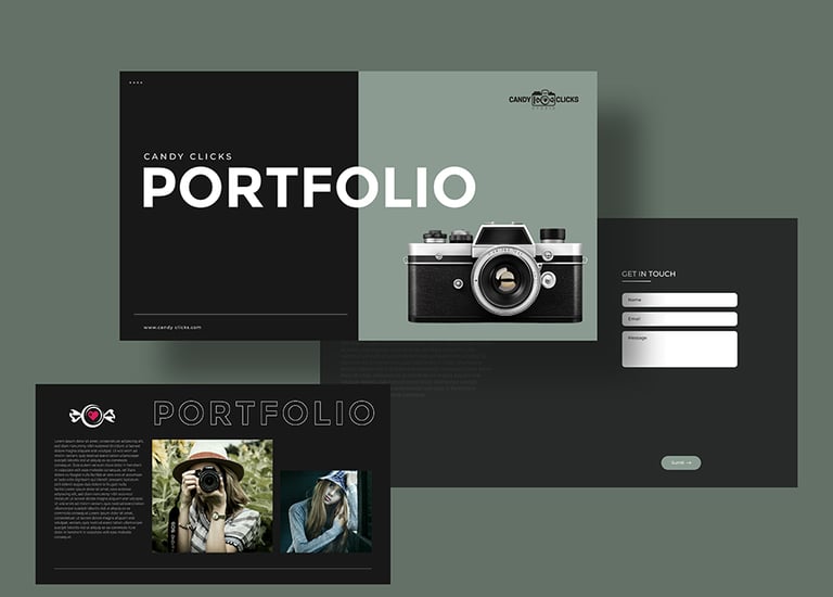 Modern portfolio design with a clean layout, featuring a hero image at the top, sections for projects, skills