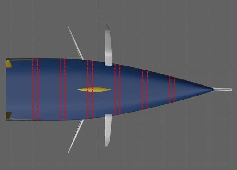 Zone B Testing - showing internal bulkhead areas for testing