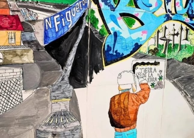 a mural in process in wellness room