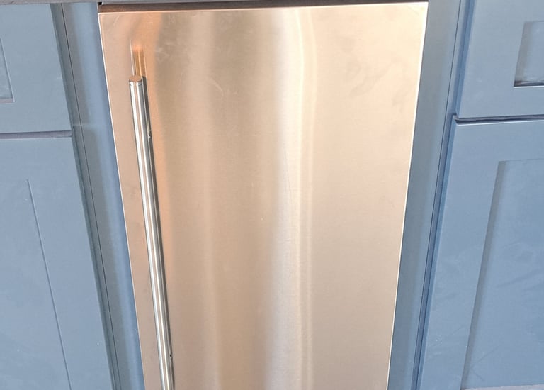 shows beautiful, finished install of an ice maker