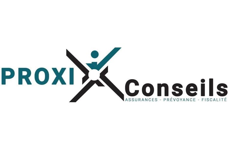 Proxi Conseils logo for insurance and tax services with an abstract human figure icon.
