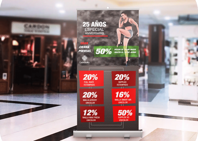impresión de gigantografías en banner, roll screen 2x1 personalizado